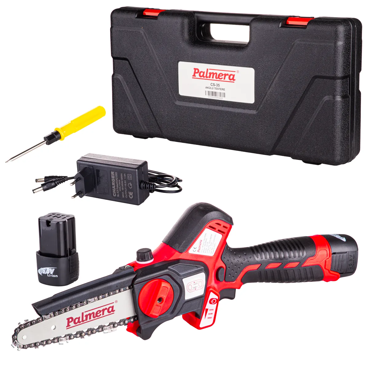 CS-35 AKÜLÜ TESTERE 2.0 Ah+ŞARJ CİHAZI ÇİFT AKÜLÜ MİNİ TESTERE