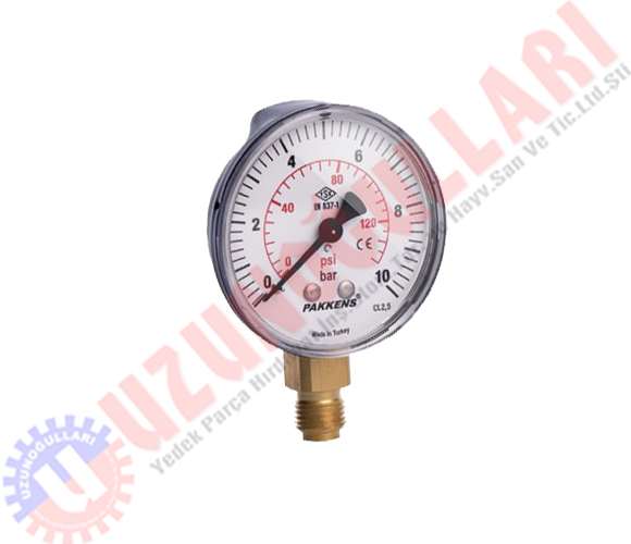 Manometre 63mm 10 Bar alttan çıkışlı 1/4